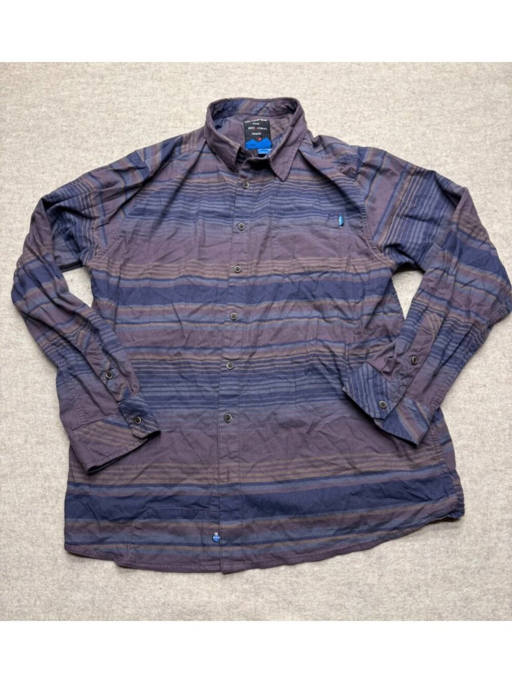 Kavu Horizontal Stripe Long Sleeve Casual Button Down Shirt Men's XL